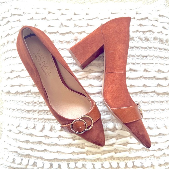 Michael Kohrs Izabella Brown Suede Chunky Heel Sz 7.5 - Picture 1 of 8
